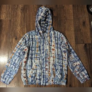 Tolani Collection Women's Zip Up Hoodie Watercolor w/ Accent Print Hoodie Small